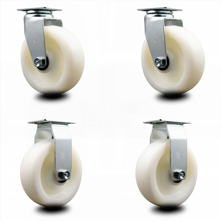 Service Caster 6 Inch Nylon Caster Set with Roller Bearings 2 Swivel 2 Rigid SCC SCC-20S620-NYR-2-R-2